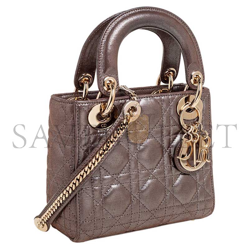D*or metallic bronze cannage leather mini chain lady (17*15*7cm)